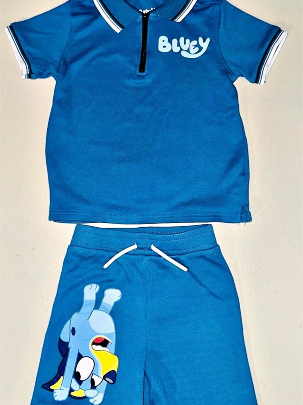 Bluey Boys Blue Polo & Shorts Set Size 5T Like New